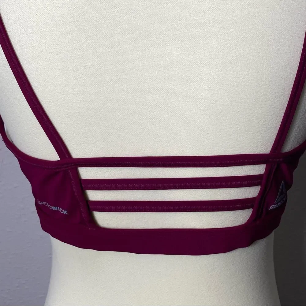 NWT Reebok Sports Bra Fushia Open Back w/ Straps Work Out Yoga Womens Size Large